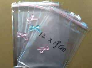 100pcs 12x19cm Clear OPP Bag Resealable Poly Cellophane Food Candy Gift Bags