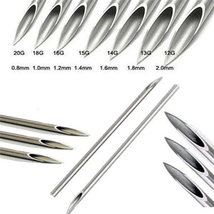 100pcs Disposable Body Piercing Needles Assorted Sizes Tattoo Supply