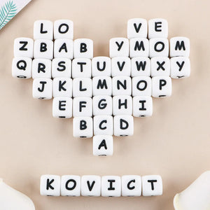 100pcs 12mm Silicone Alphabet Beads DIY Pacifier Chain Accessories
