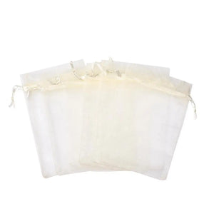 100pcs Organza Bags w/ Ribbons Jewelry Packaging Bags Candy Pouches