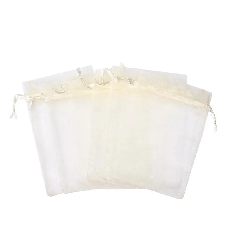 100pcs Organza Bags w/ Ribbons Jewelry Packaging Bags Candy Pouches