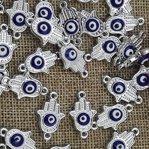 100pcs Fatima Hamsa Hand Evil Eye Spacer Bead Charms DIY Bracelets