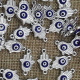 100pcs Fatima Hamsa Hand Evil Eye Spacer Bead Charms DIY Bracelets