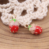 100pcs Q version 3D Strawberry drop oil pendant DIY alloy jewelry accessories