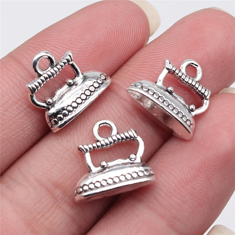 100pcs Antique Silver Iron Charms 13x14mm DIY Jewelry Findings