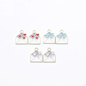 100pcs Love Heart Envelope Alloy Pendant Bracelet Hair Accessories