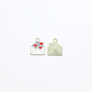 100pcs Love Heart Envelope Alloy Pendant Bracelet Hair Accessories