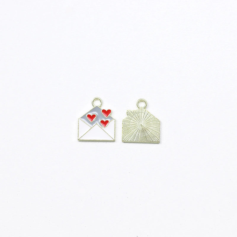 100pcs Love Heart Envelope Alloy Pendant Bracelet Hair Accessories