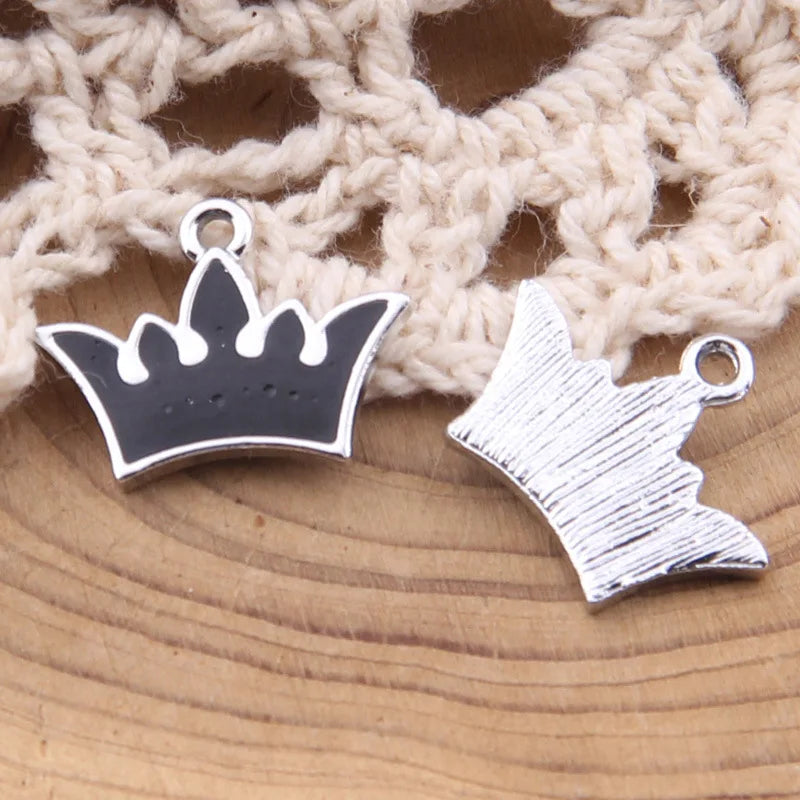 100pcs Crown Drop Oil Alloy Jewelry Pendant