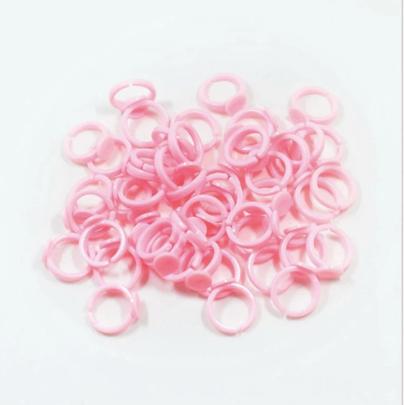 100pcs Mixed Plastic Adjustable Rings for Kids with Blank Tray