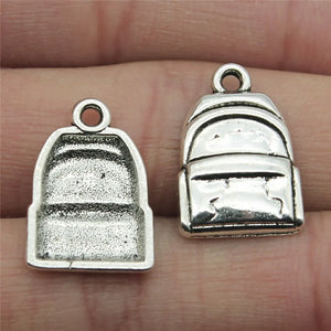 100pcs 14x20mm Backpack Bag Charms Antique Silver