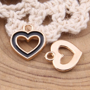 100pcs Hollow Love Heart Drops Oil Alloy Small Pendant DIY Hanging Material