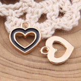 100pcs Hollow Love Heart Drops Oil Alloy Small Pendant DIY Hanging Material