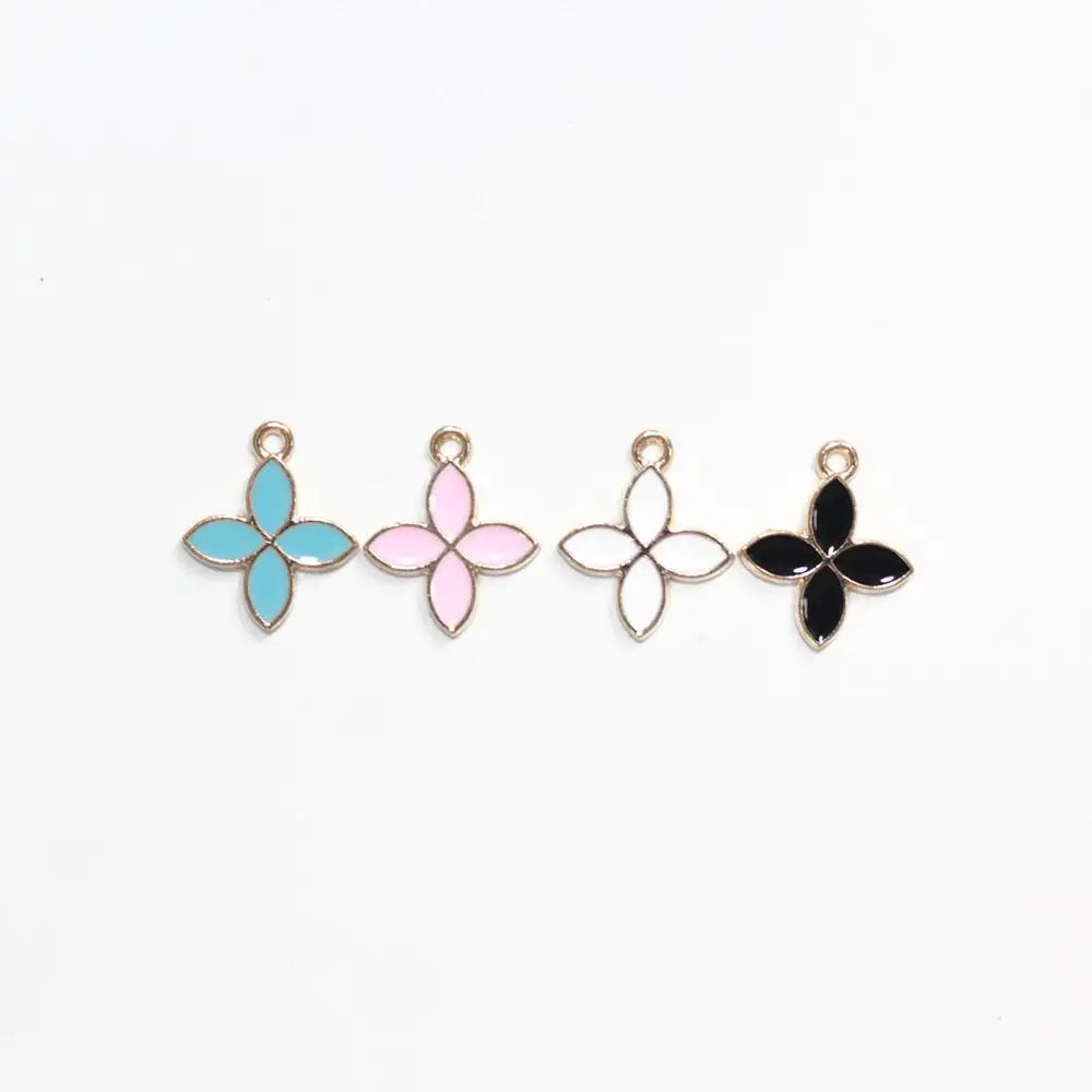 100pcs Flower Four-Leaf Clover Alloy Jewelry Tag Accessories