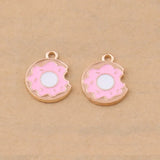 100pcs Small Pink Cat Paw Donut Drop Oil Earring Alloy Jewelry DIY Accessories