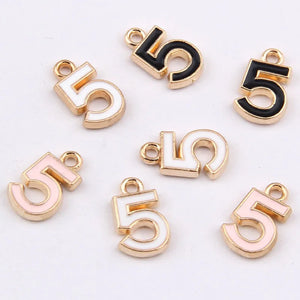 100pcs Digital 5 Alloy Drop Oil Pendant Jewelry Accessories