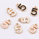 100pcs Digital 5 Alloy Drop Oil Pendant Jewelry Accessories