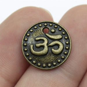 100pcs 15mm Double Sided Om Pendant Charm Jewelry Making Antique