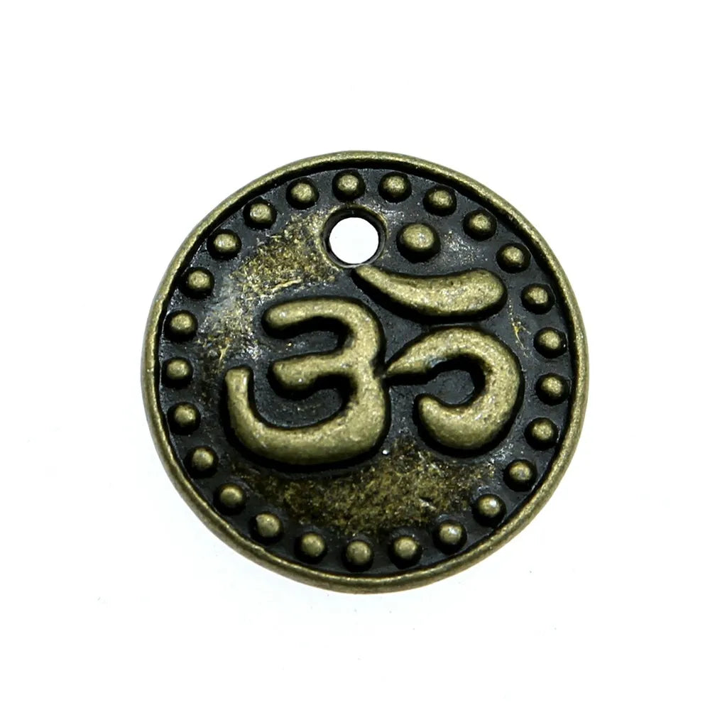 100pcs 15mm Double Sided Om Pendant Charm Jewelry Making Antique
