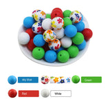 100pcs Silicone Beads Print Dasiy Sunflower Rose for DIY Jewelry Teething Toys