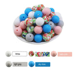 100pcs 15mm Silicone Loose Beads Print Dasiy Sunflower Rose for DIY Jewelry