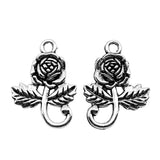 100pcs 15x21mm Flower Charms Antique Silver DIY Jewelry Findings