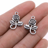 100pcs 15x21mm Flower Charms Antique Silver DIY Jewelry Findings
