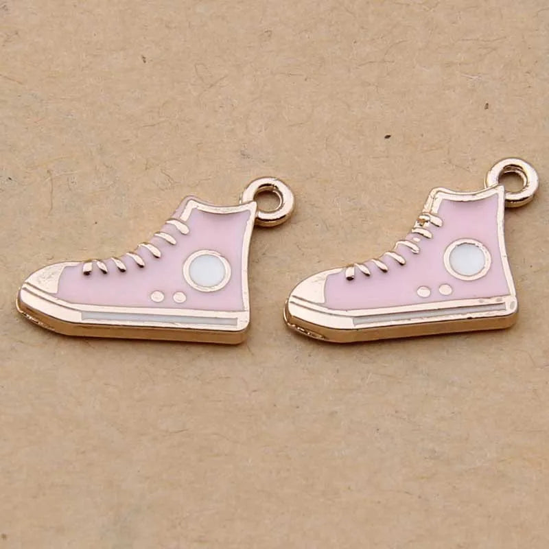 100pcs 16*13mm Powder Cloth Shoes Drip Pendant Alloy Bracelet Earrings