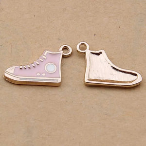 100pcs 16*13mm Powder Cloth Shoes Drip Pendant Alloy Bracelet Earrings