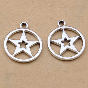 100x 16*19mm Pentagram Round Alloy Pendant Earrings Accessories