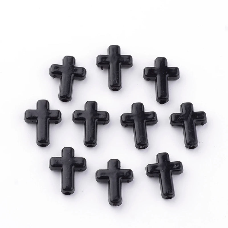 100pcs 16mm Opaque Cross Acrylic Beads for DIY Jewelry Making