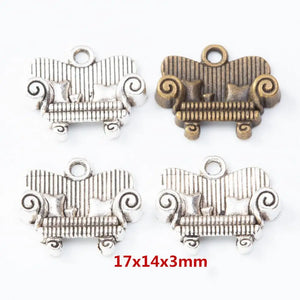 100pcs Antique Silver Settee Sofa Charms Vintage Metal Pendants for DIY Jewelry