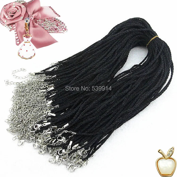 100pcs 17-18'' 3.0mm Wax Cotton Cord Necklace Cord For DIY Craft Jewelry