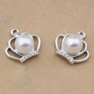 100pcs Pearl Crown Pendant Alloy Bracelet Earrings Accessories