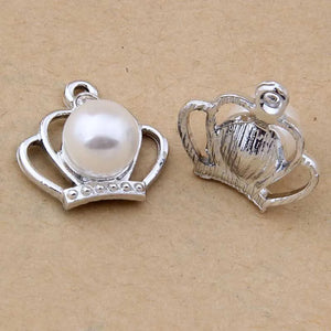 100pcs Pearl Crown Pendant Alloy Bracelet Earrings Accessories
