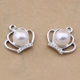 100pcs Pearl Crown Pendant Alloy Bracelet Earrings Accessories