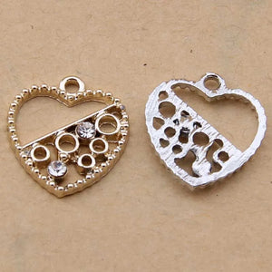 100pcs Heart Point Drill Pendant for Necklace Earrings Accessory
