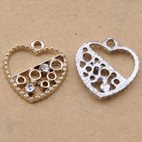 100pcs Heart Point Drill Pendant for Necklace Earrings Accessory