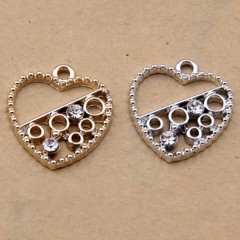 100pcs Heart Point Drill Pendant for Necklace Earrings Accessory