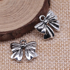 100pcs Antique Silver Bowknot Charms For DIY Jewelry Making