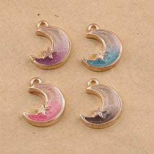 100pcs Moon Star Pendant Alloy Jewelry Material