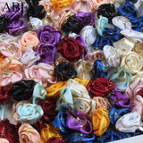 100pcs 18mm Mini Rose Flower Satin Ribbon DIY Wedding Scrapbook Decoration