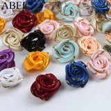100pcs 18mm Mini Rose Flower Satin Ribbon DIY Wedding Scrapbook Decoration