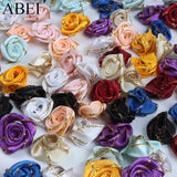 100pcs 18mm Mini Rose Flower Satin Ribbon DIY Wedding Scrapbook Decoration