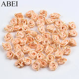 100pcs 18mm Mini Rose Flower Satin Ribbon DIY Wedding Scrapbook Decoration