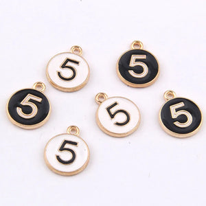 100pcs Arabic Number 5 Drop Oil Alloy Tag DIY Bracelet Pendant