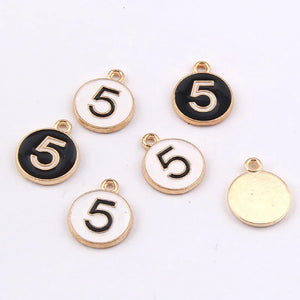 100pcs Arabic Number 5 Drop Oil Alloy Tag DIY Bracelet Pendant