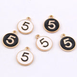 100pcs Arabic Number 5 Drop Oil Alloy Tag DIY Bracelet Pendant