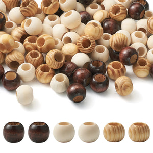 100pcs 19mm 20mm Natural Wood Beads Big Hole Wooden Loose Beads