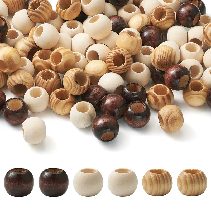 100pcs 19mm 20mm Natural Wood Beads Big Hole Wooden Loose Beads